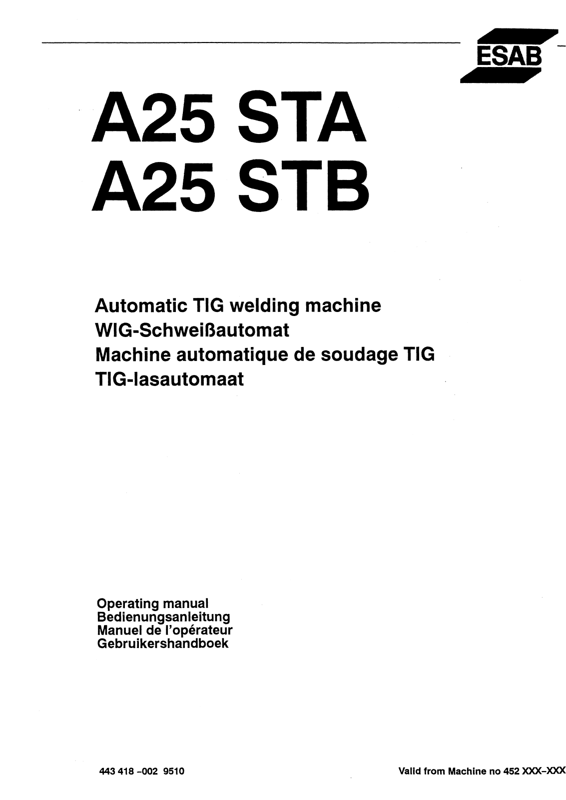 ESAB STA / STB A25 STA / STB Instruction manual