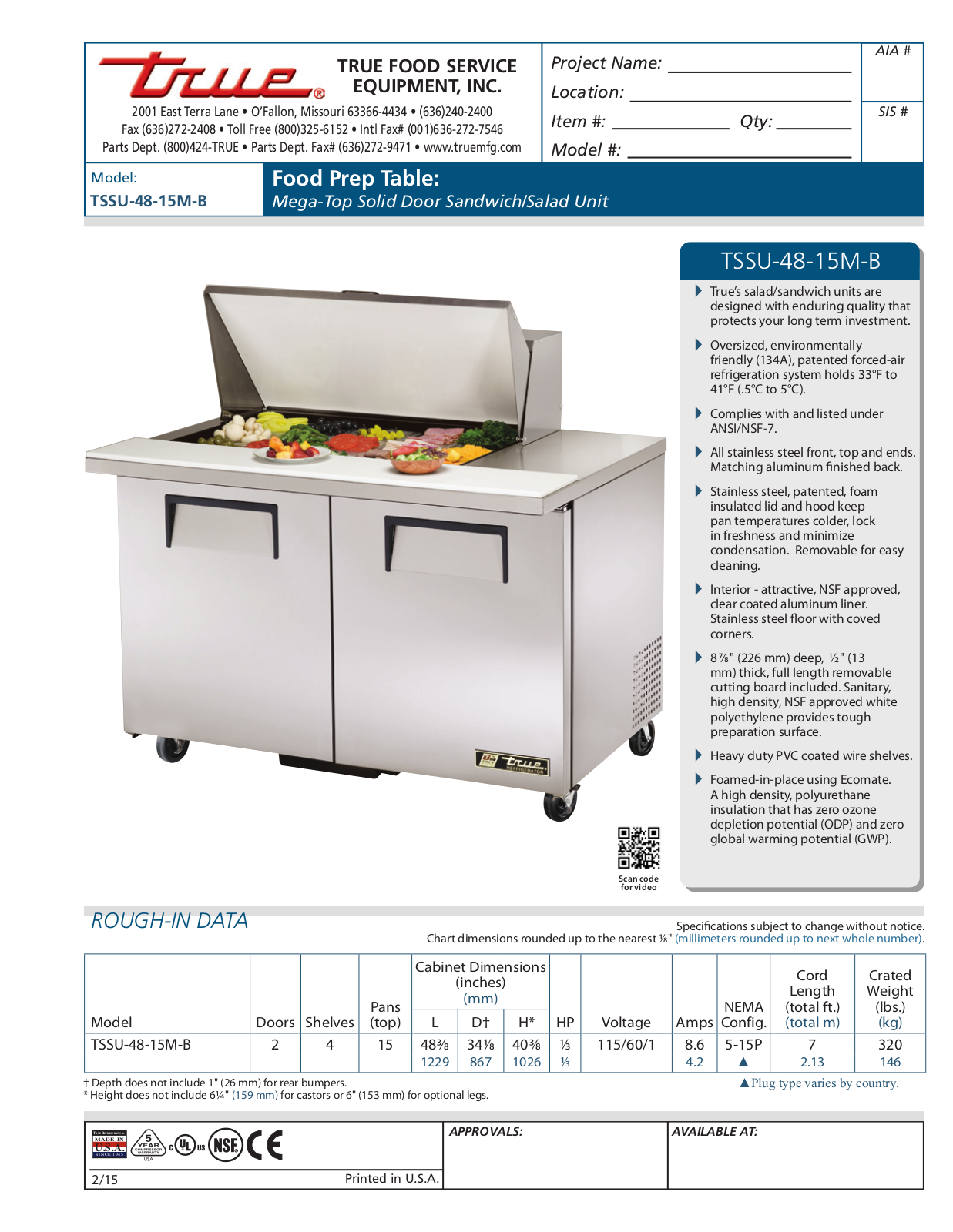 True TSSU-48-15M-B User Manual