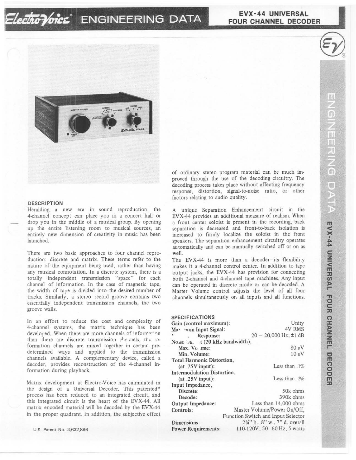 Electro-voice EVX-44 DATASHEET