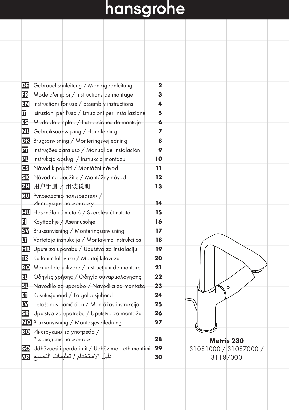 Hansgrohe 31087000 User Manual