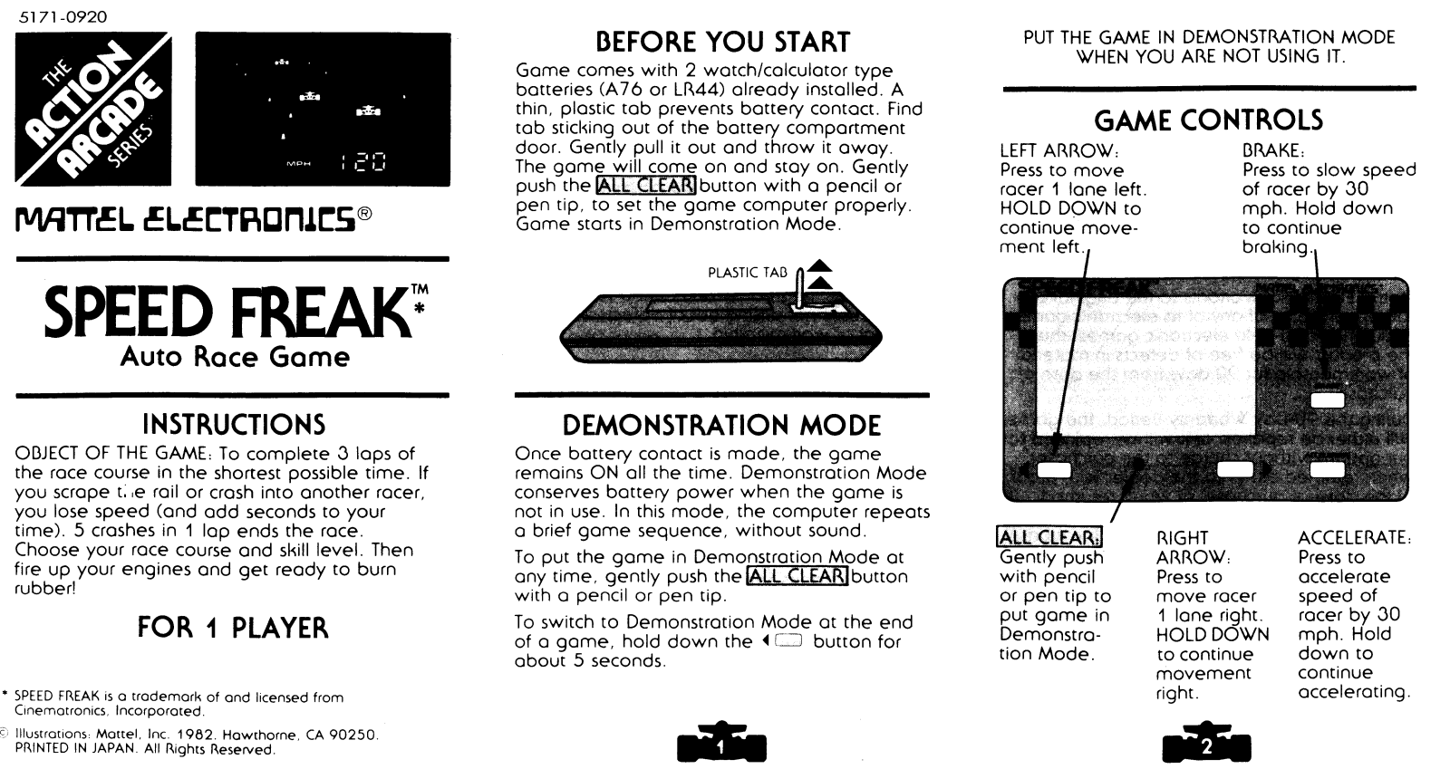 Mattel Speed Freak User Guide