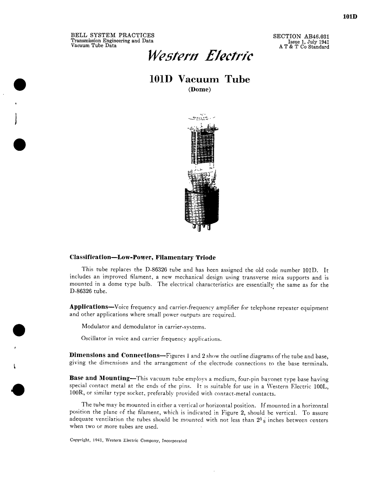 Western Electric 101-D Brochure