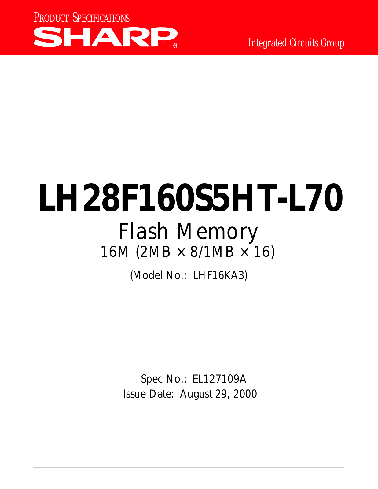 Sharp LH28F160S5HT-L70 Datasheet