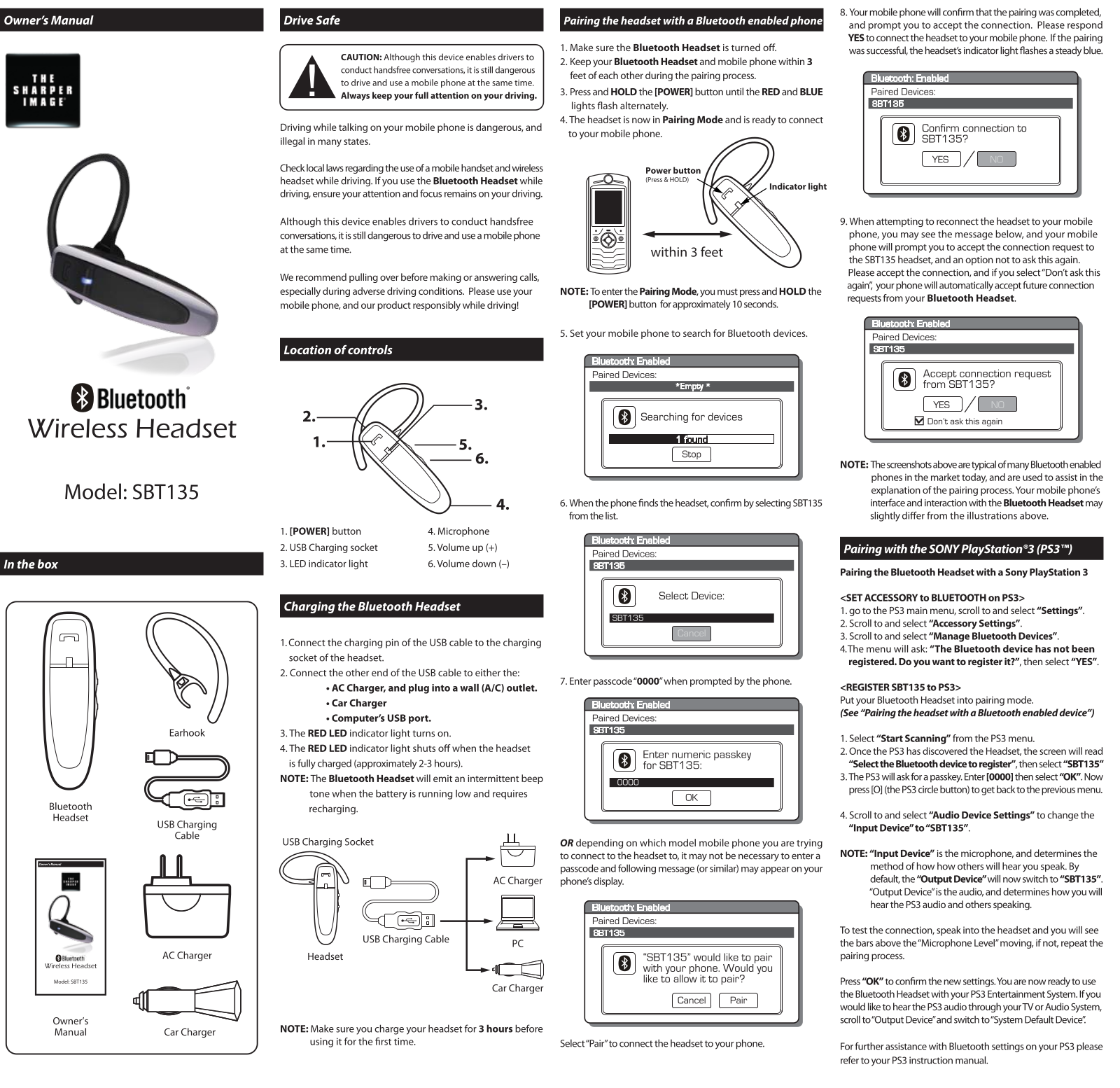 Sharper image SBT135 User Manual