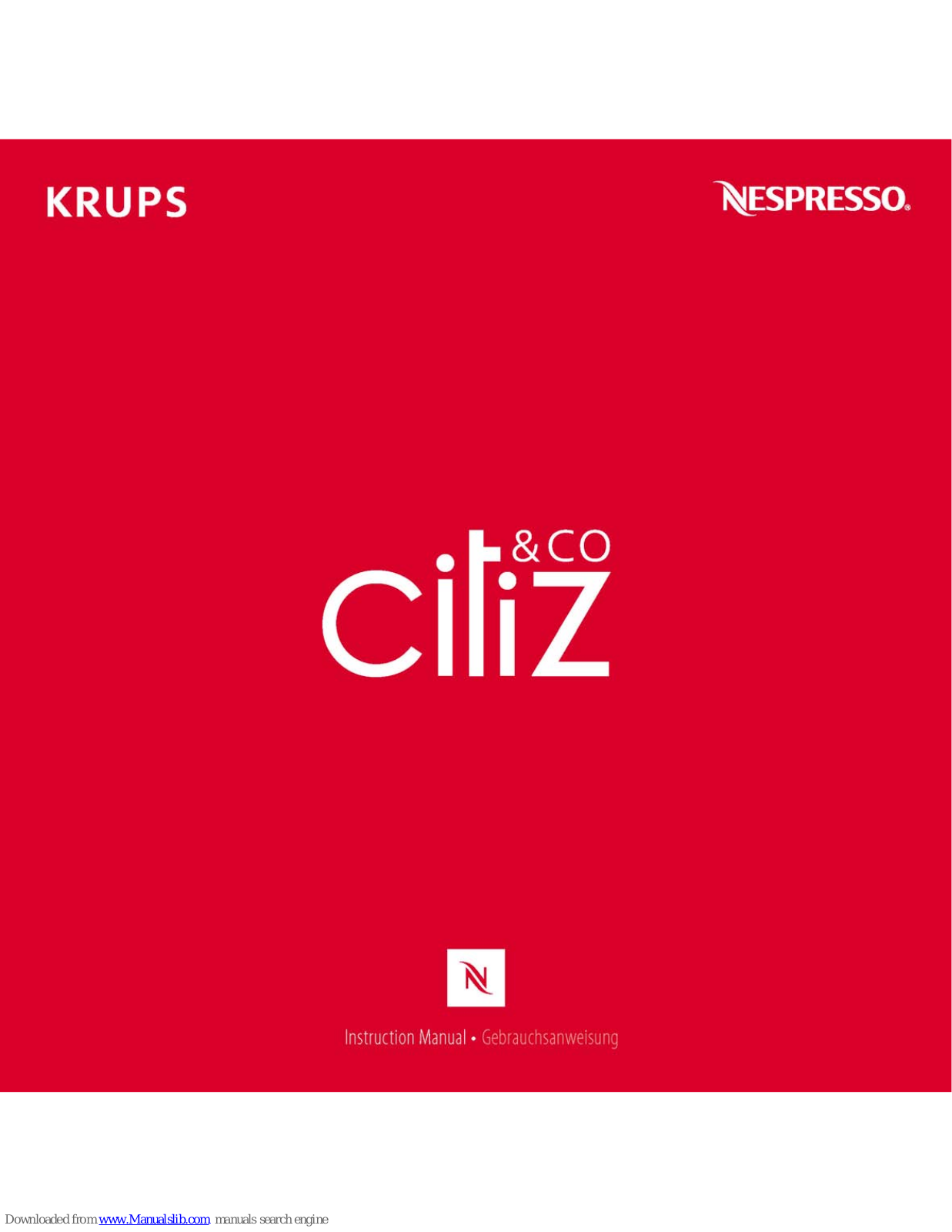 Nespresso Krups Citiz  Co Instruction Manual