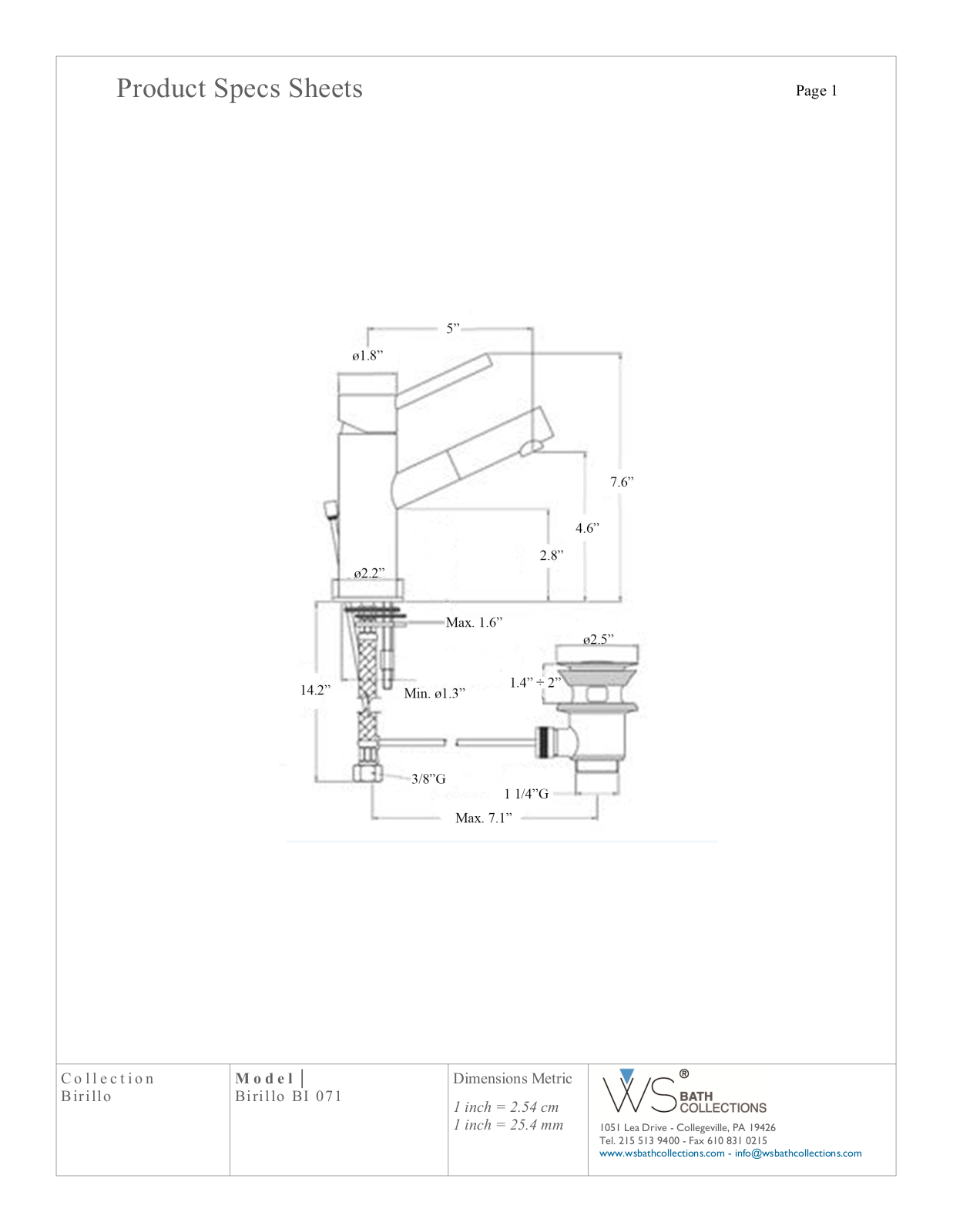 WS Bath Collections WSO3109 Specifications - ManualMachine.com