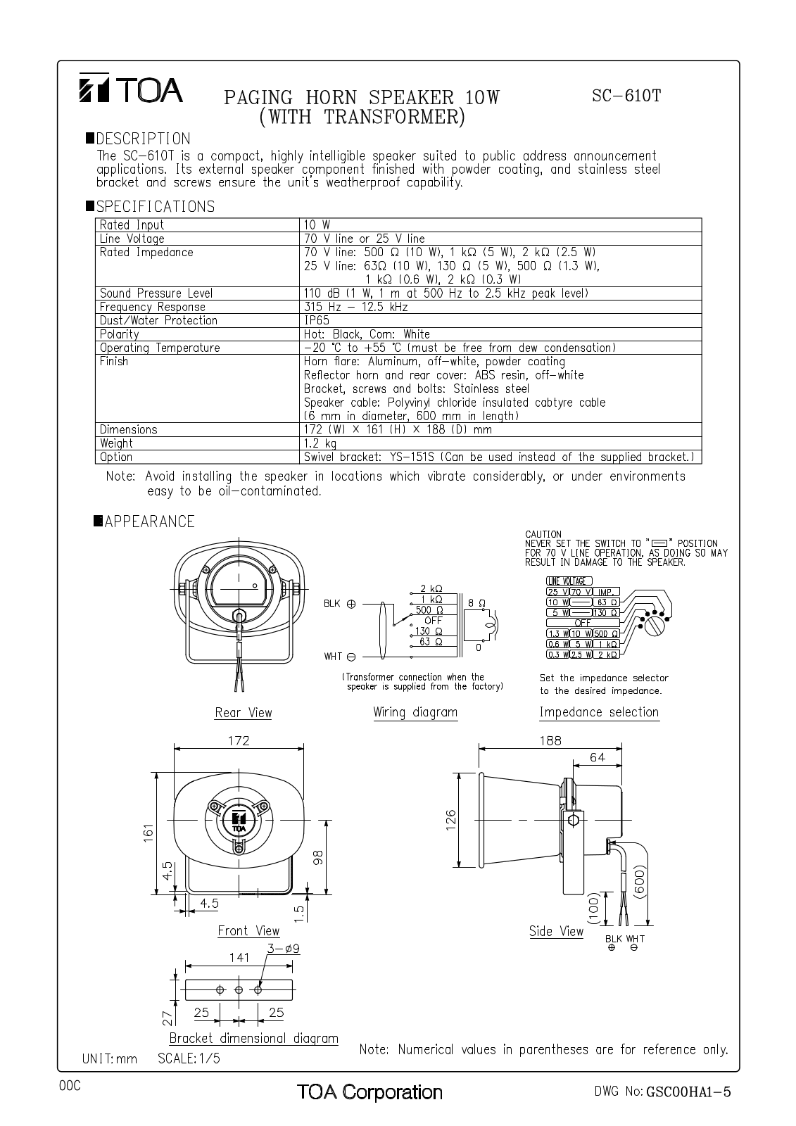 TOA SC-610T User Manual