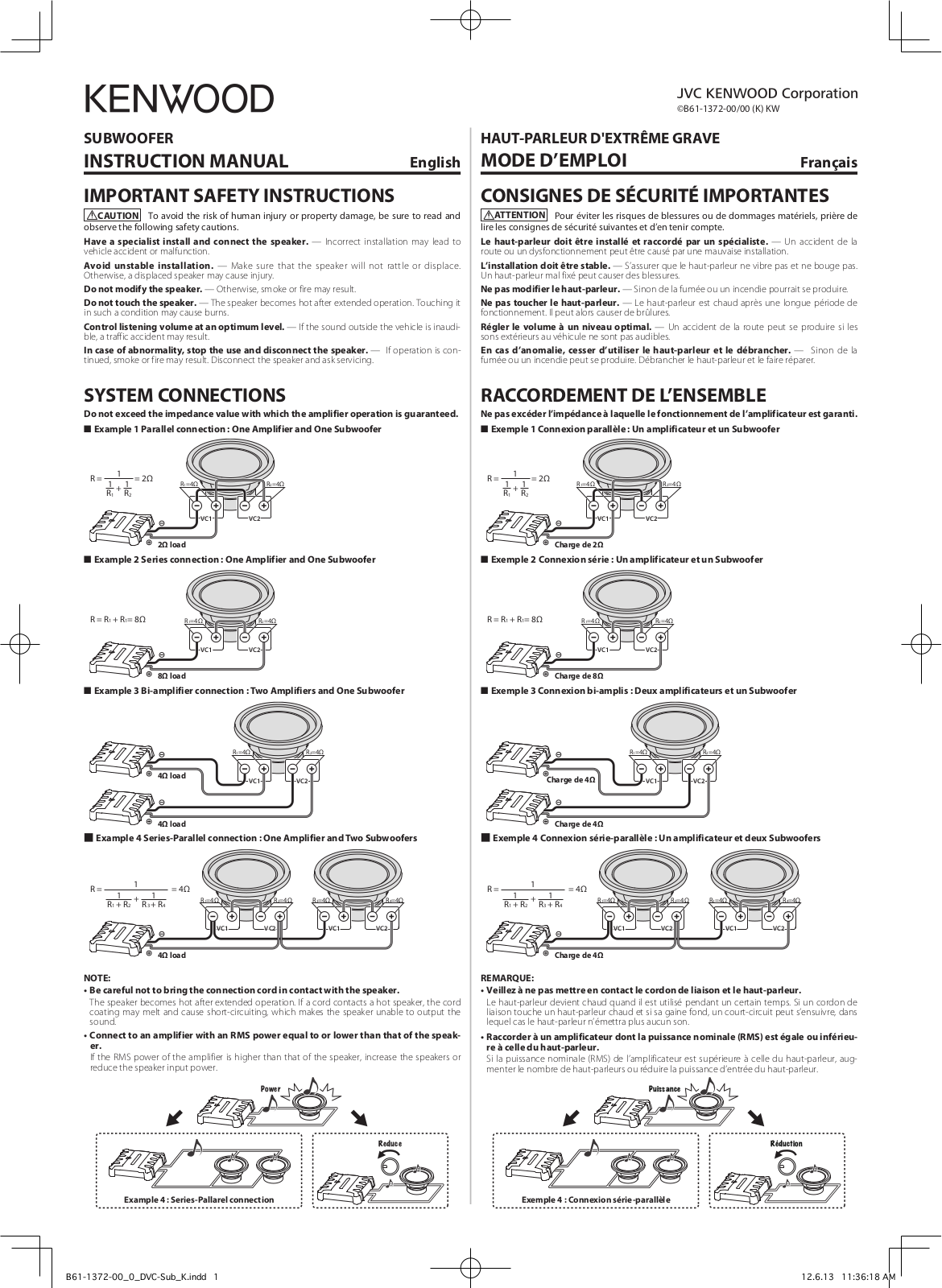 Kenwood KFC-W12DVC User Manual