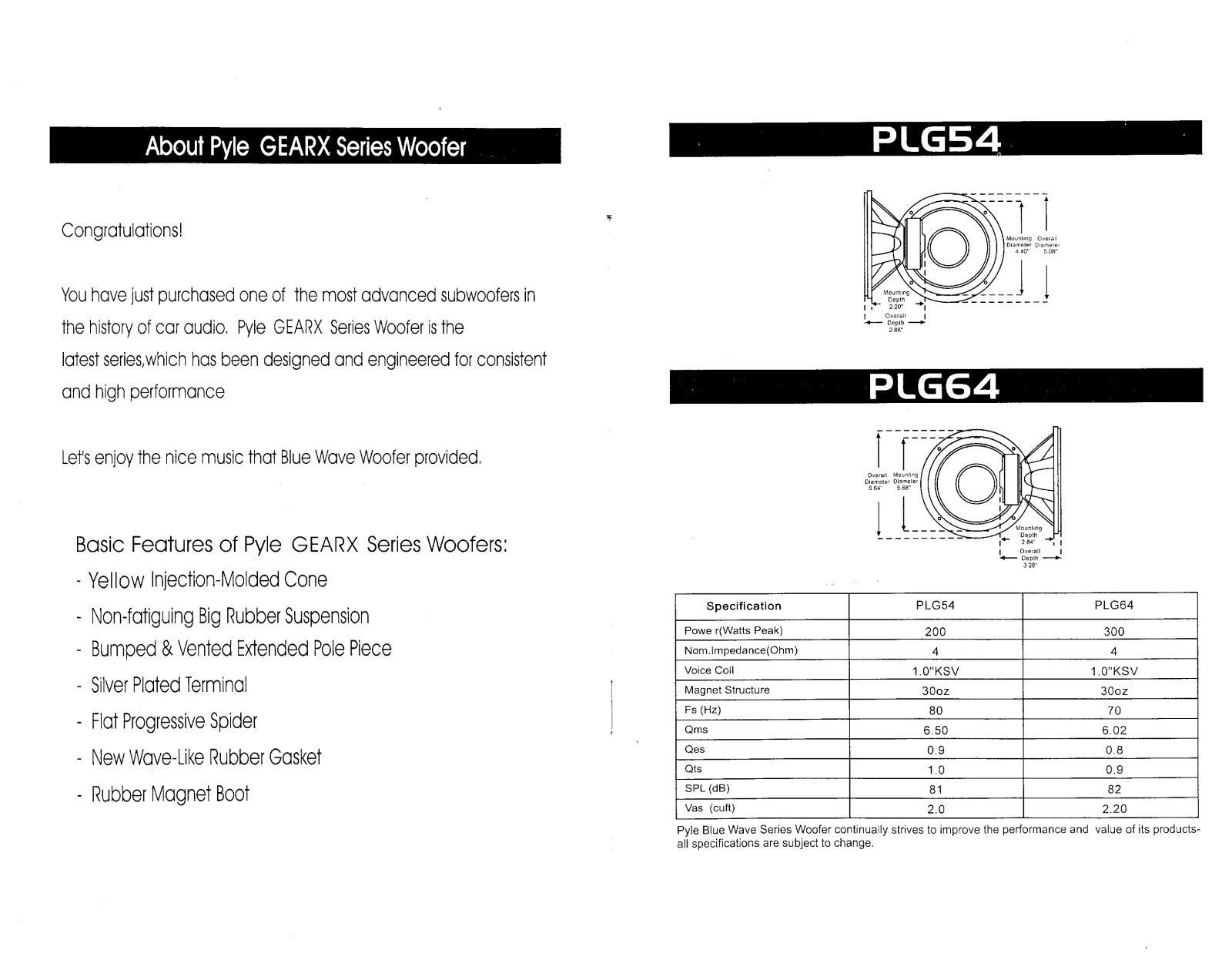 PYLE Audio PLG54 User Manual