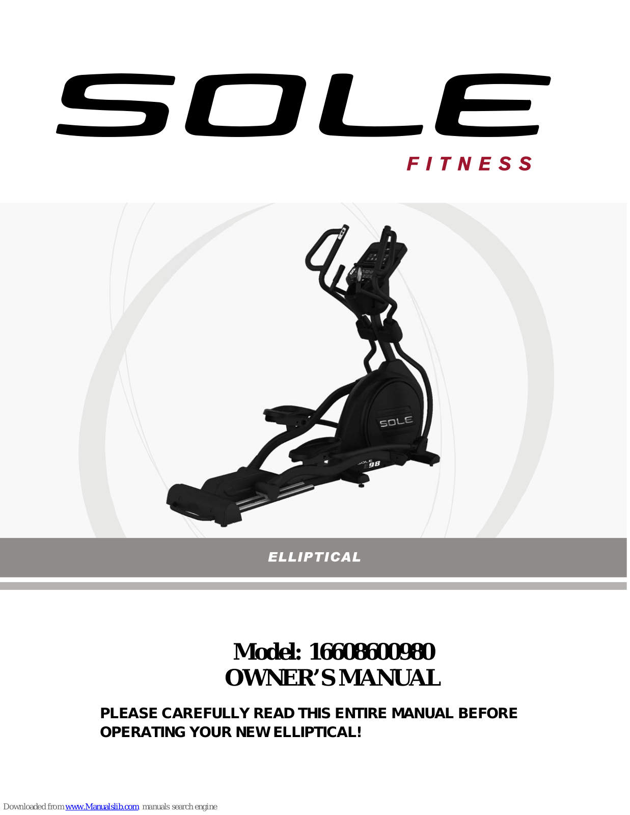 Sole Fitness 16608600980 Owner's Manual