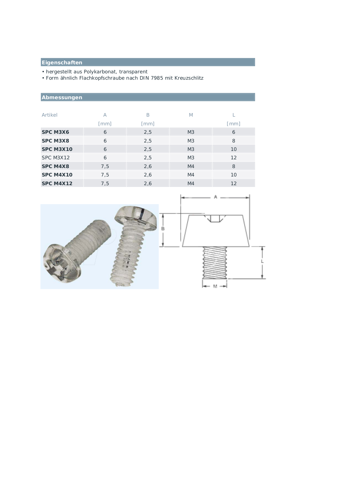 Datasheet SPC M3X12 Datasheet (FREI) - ManualMachine.com