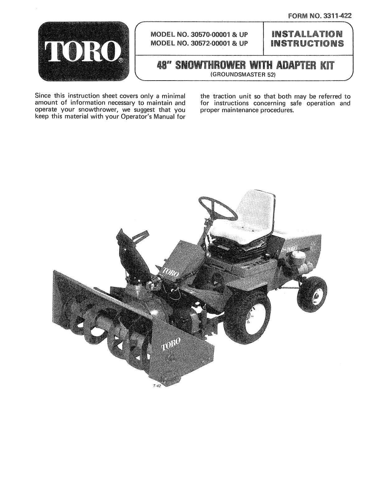 Toro 30572 Installation Instructions