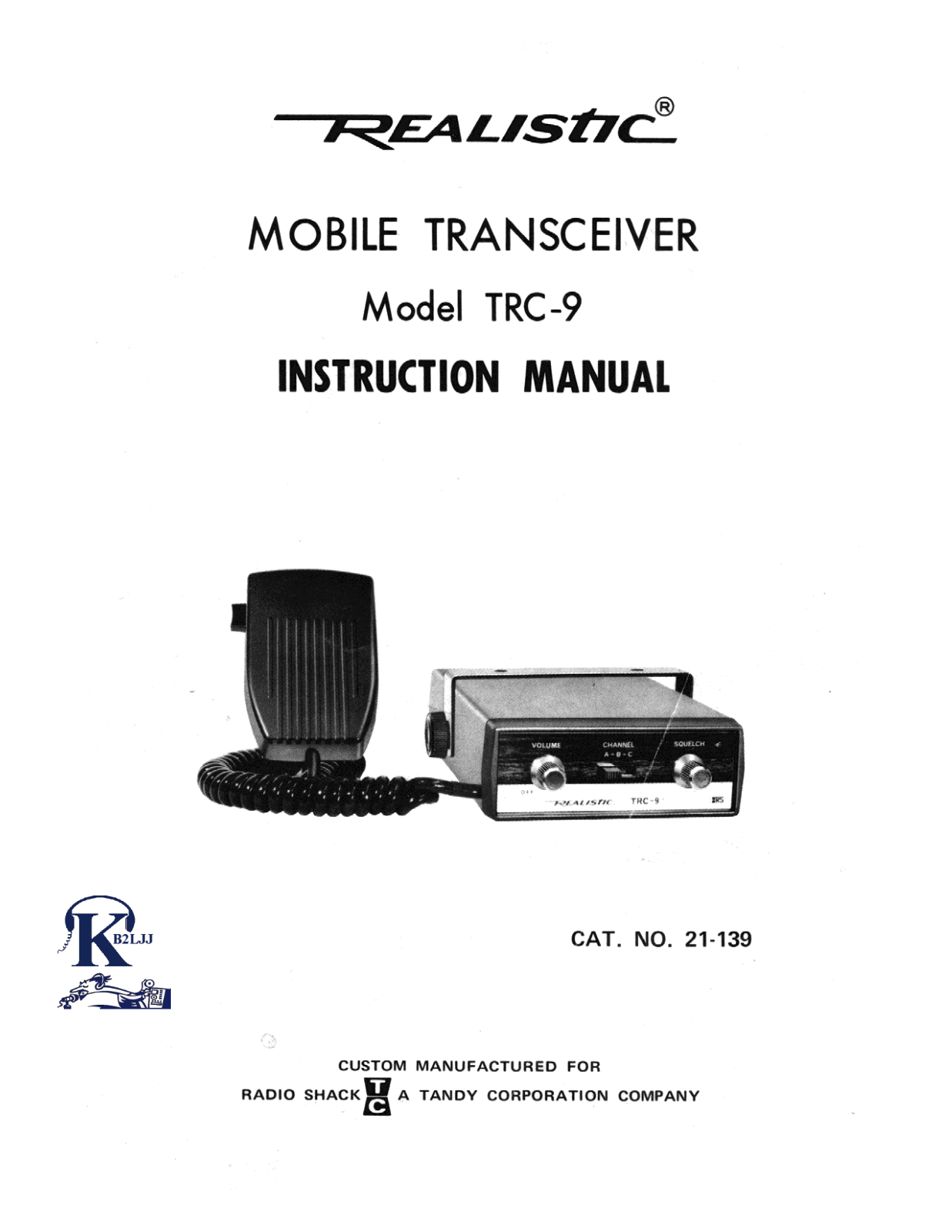 Realistic   RadioShack TRC-9 Owners Manual