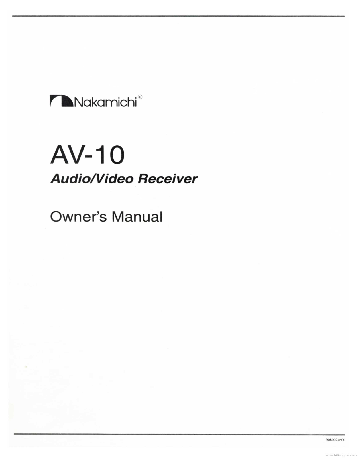 Nakamichi AV-10 Owner Manual