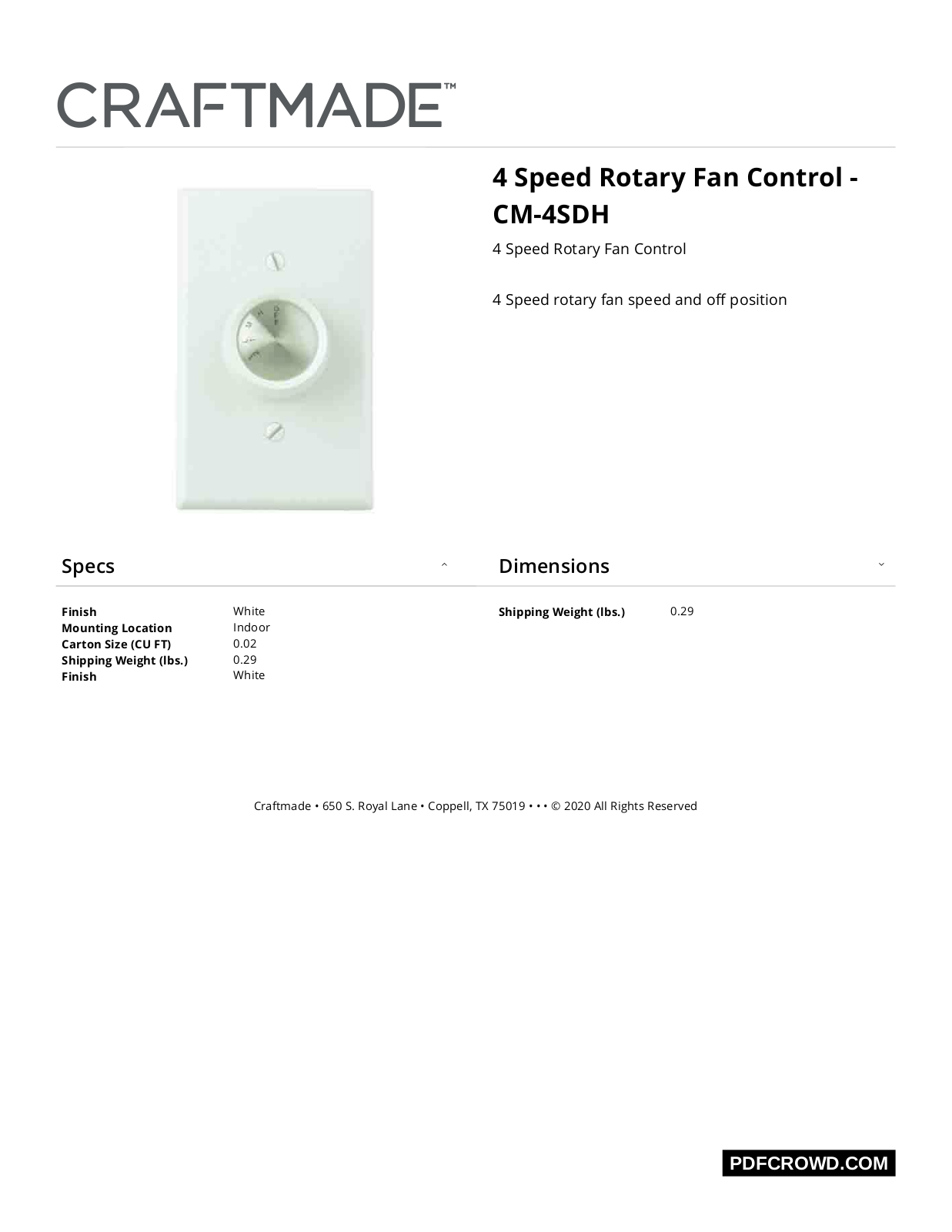 Craftmade ELLI1127 Specifications - ManualMachine.com