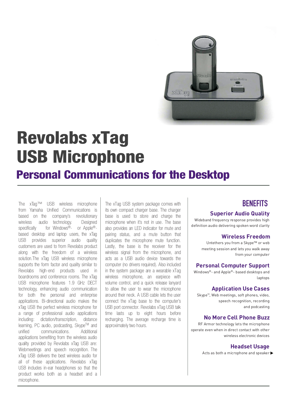 Revolabs 02-DSKSYS-D-SPECIAL Data Sheet