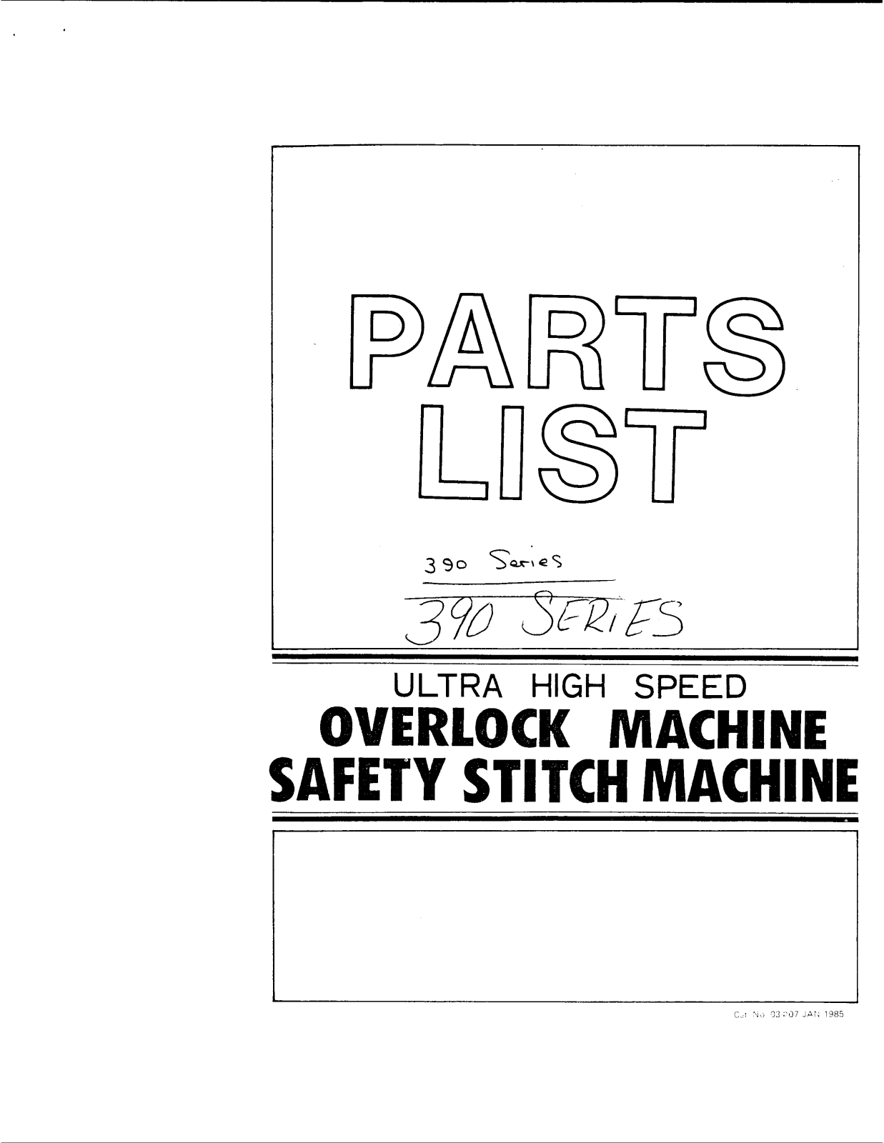 SINGER 390 Parts List