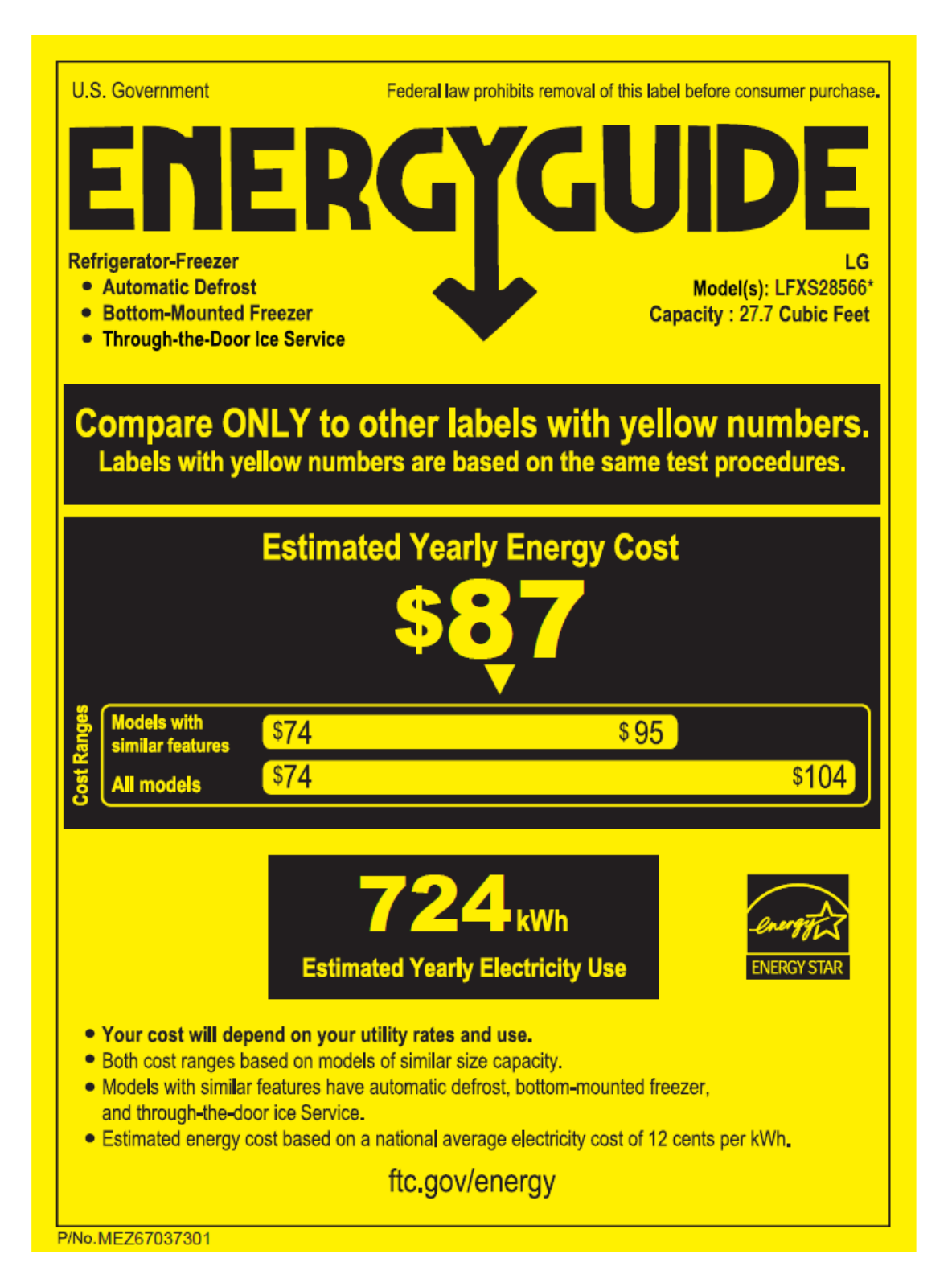 Lg LFXS28566S Energy Guide