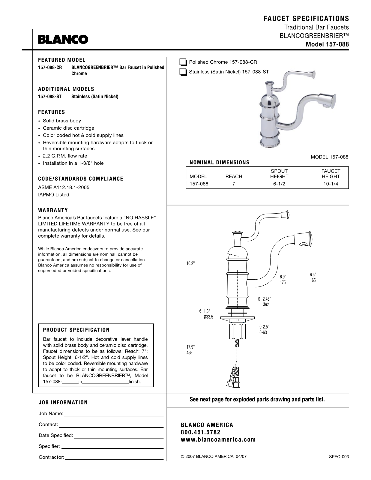 Blanco 157-088 User Manual