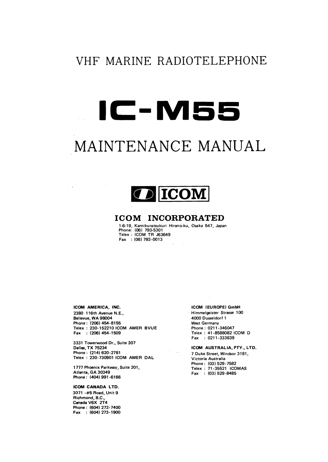 Icom IC-M55 User Manual