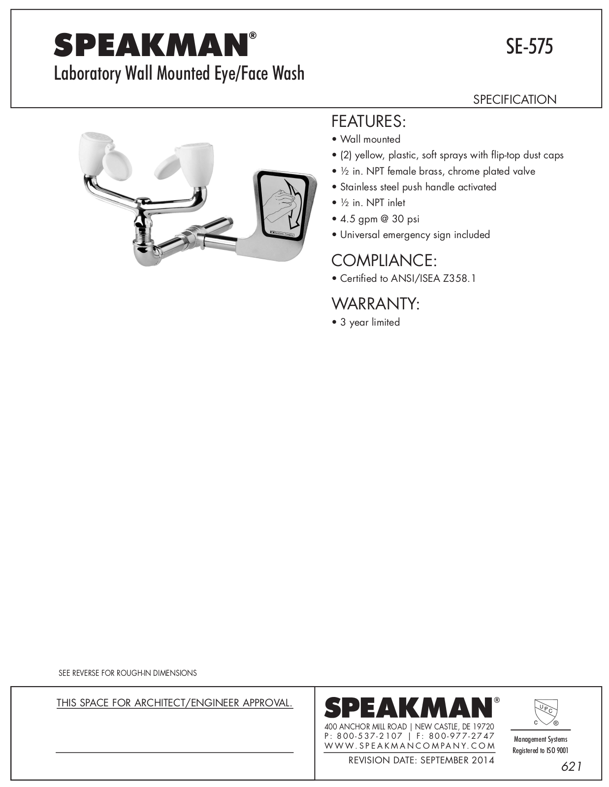 Speakman SPK1386 Specifications - ManualMachine.com