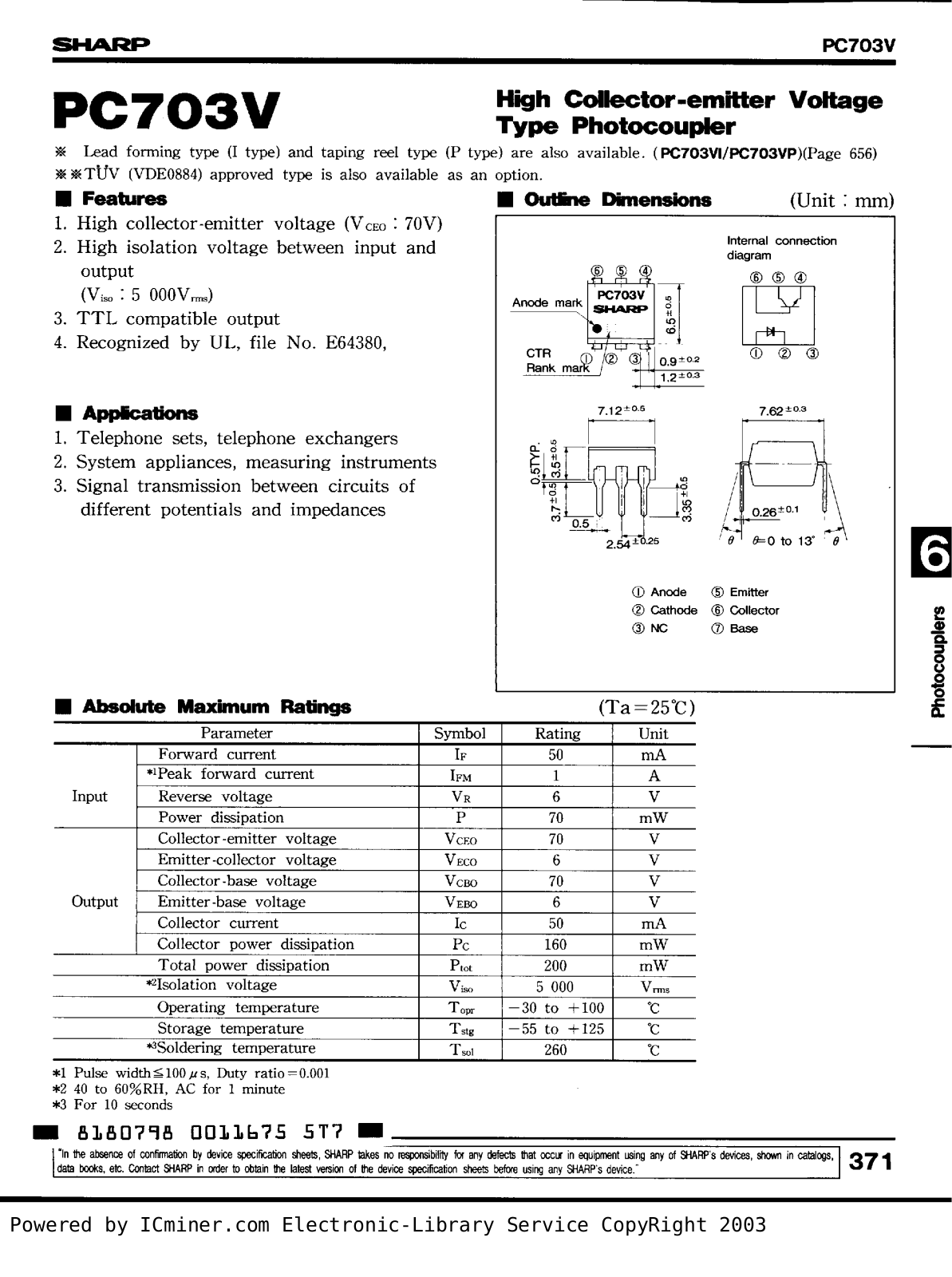 SHARP PC703V User Manual