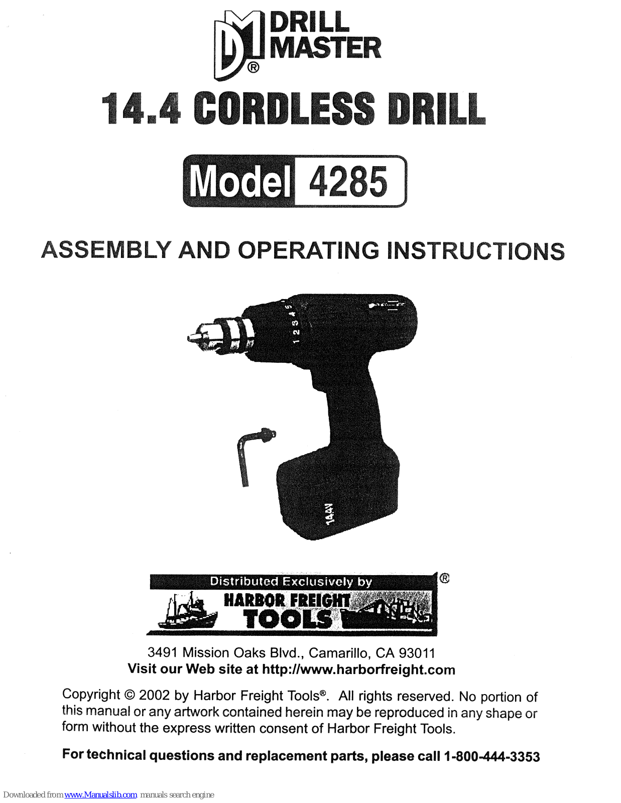 Drill Master 4285 Assembly And Operating Instructions Manual