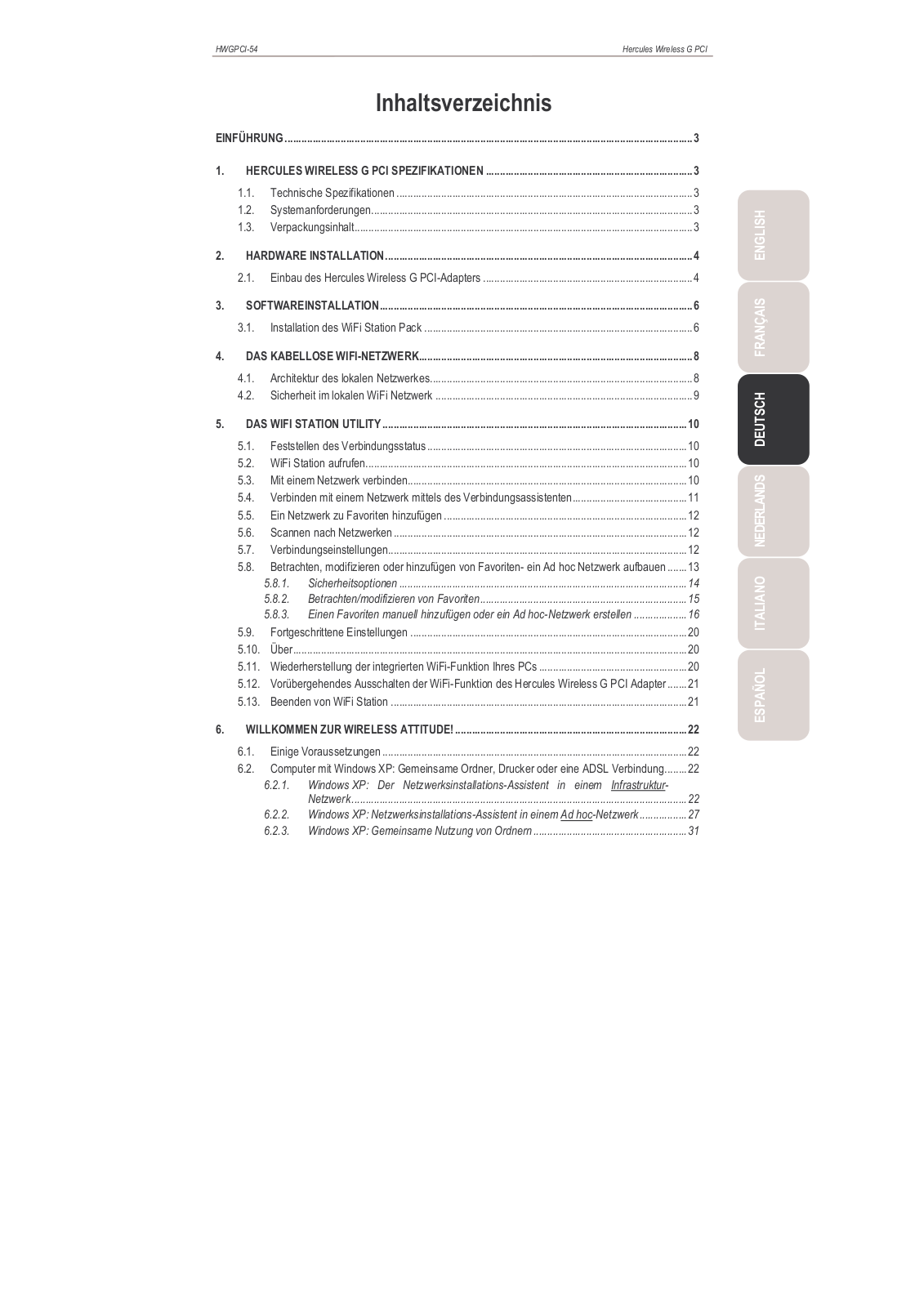 Hercules HWGPCI-54, HWGPCI-54-V2 User Manual