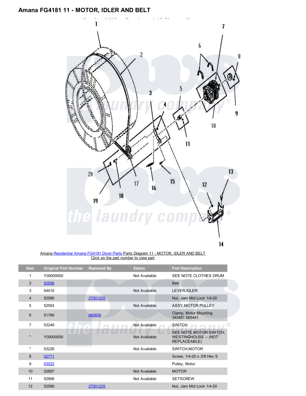 Amana FG4181 Parts Diagram