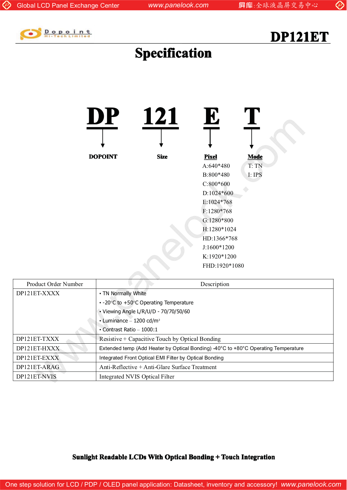 Dopoint DP121ET Specification