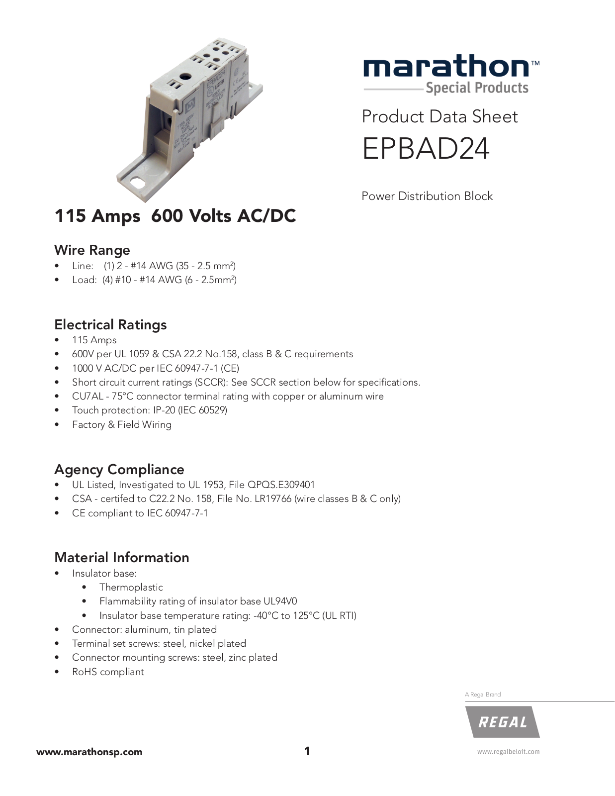 Marathon Special Products EPBAD24 Data Sheet