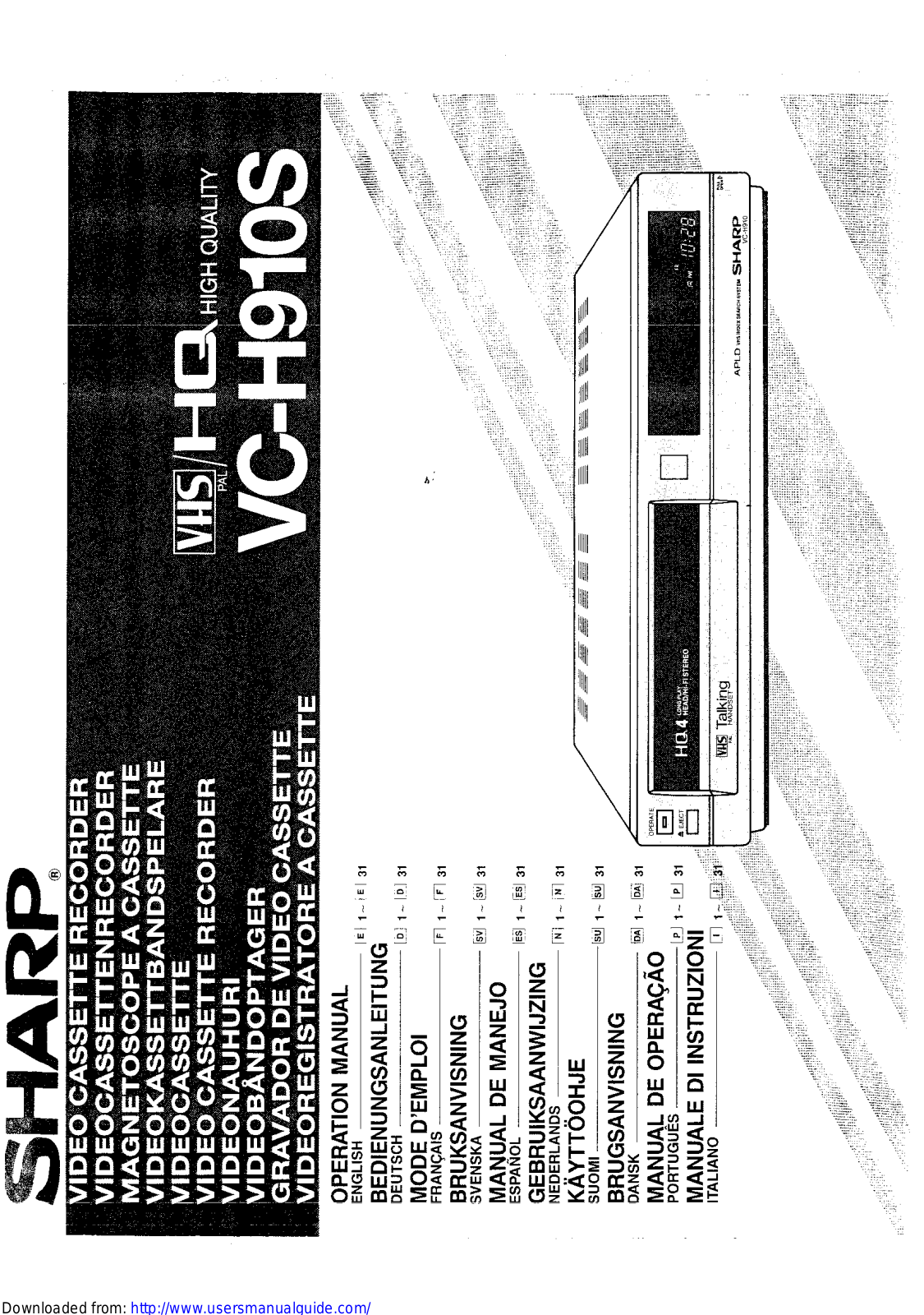 SHARP VC-H910S User Manual