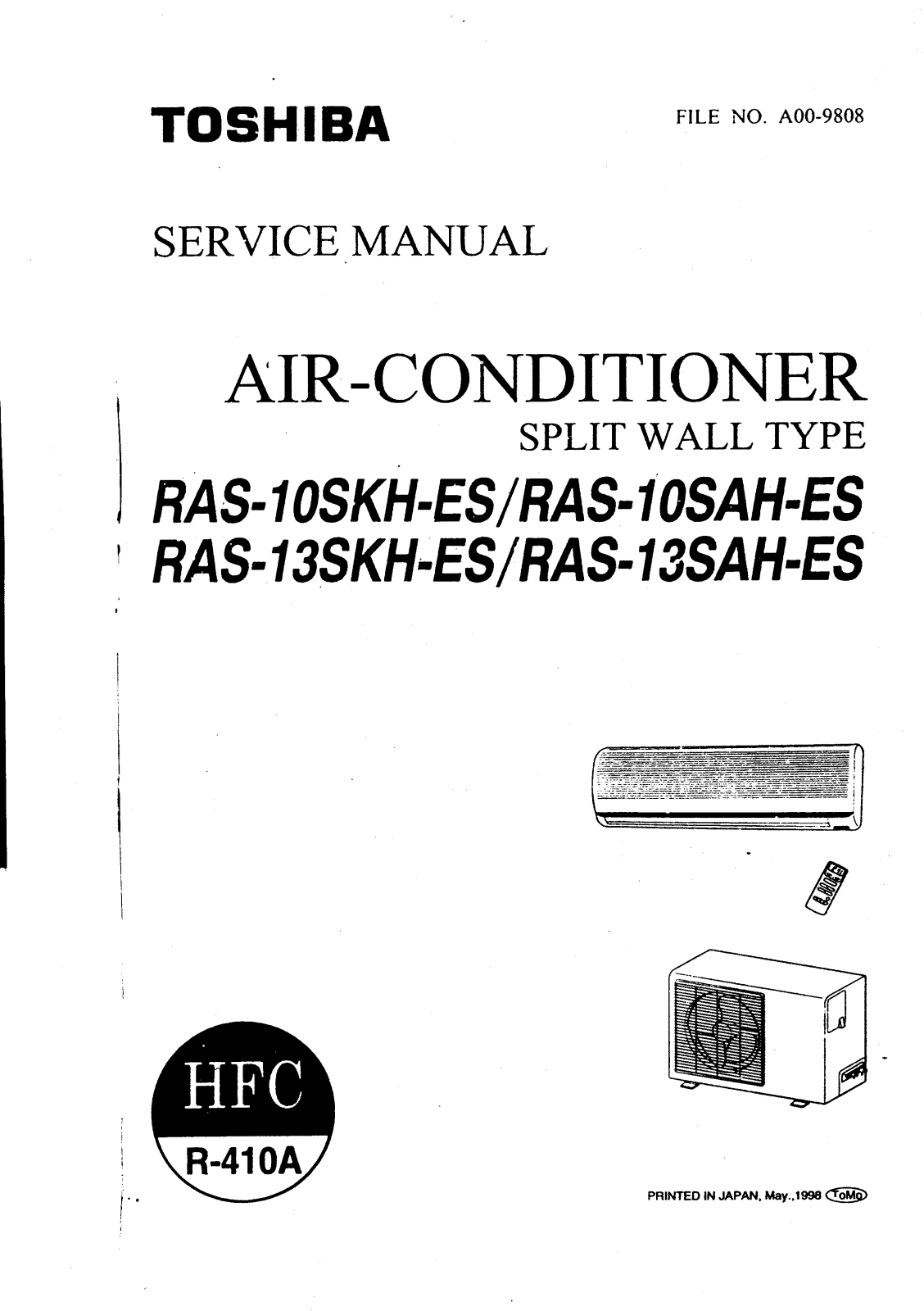 Toshiba RAS-10SAH-ES, RAS-13SKH-ES SERVICE MANUAL