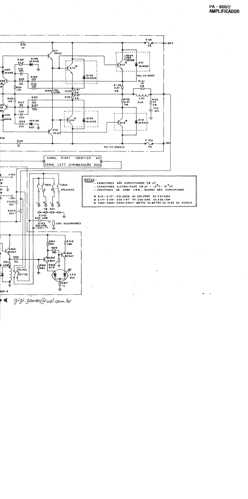 Cygnus PA800-2 Schematic