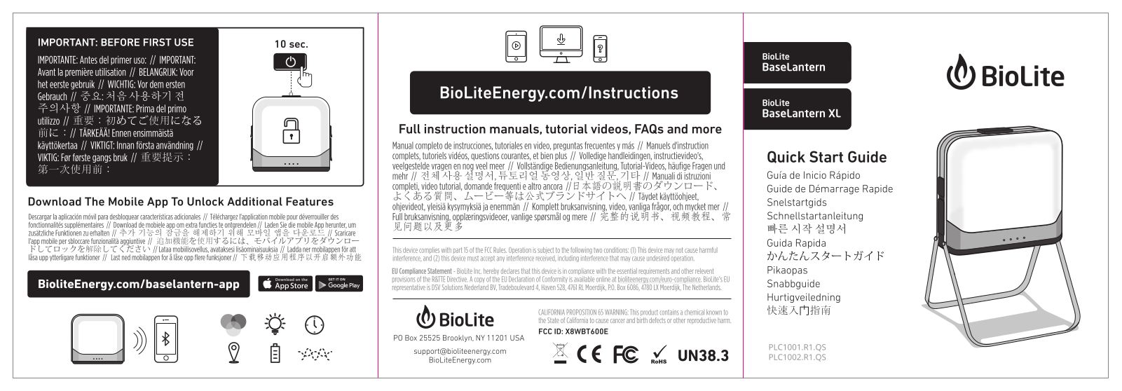 BioLite BaseLantern XL, BaseLantern Quick Start Guide