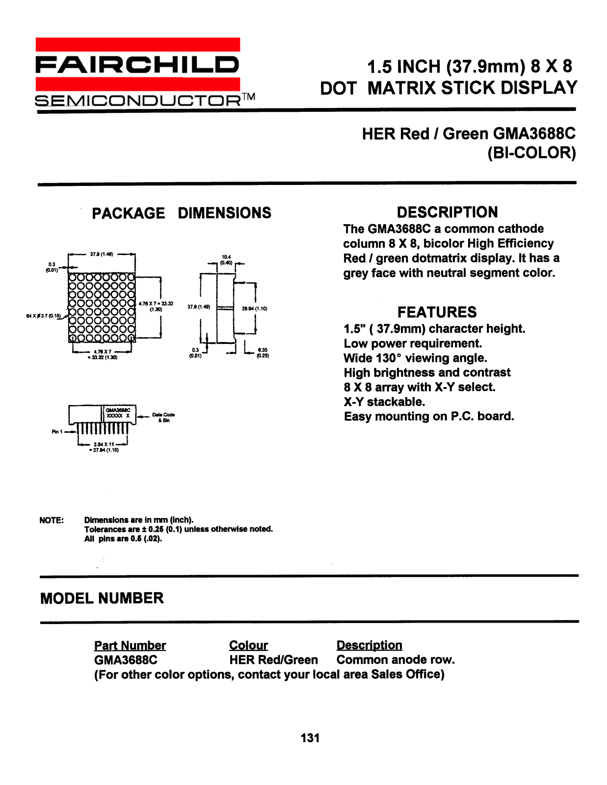 Fairchild Semiconductor GMA3688C Datasheet