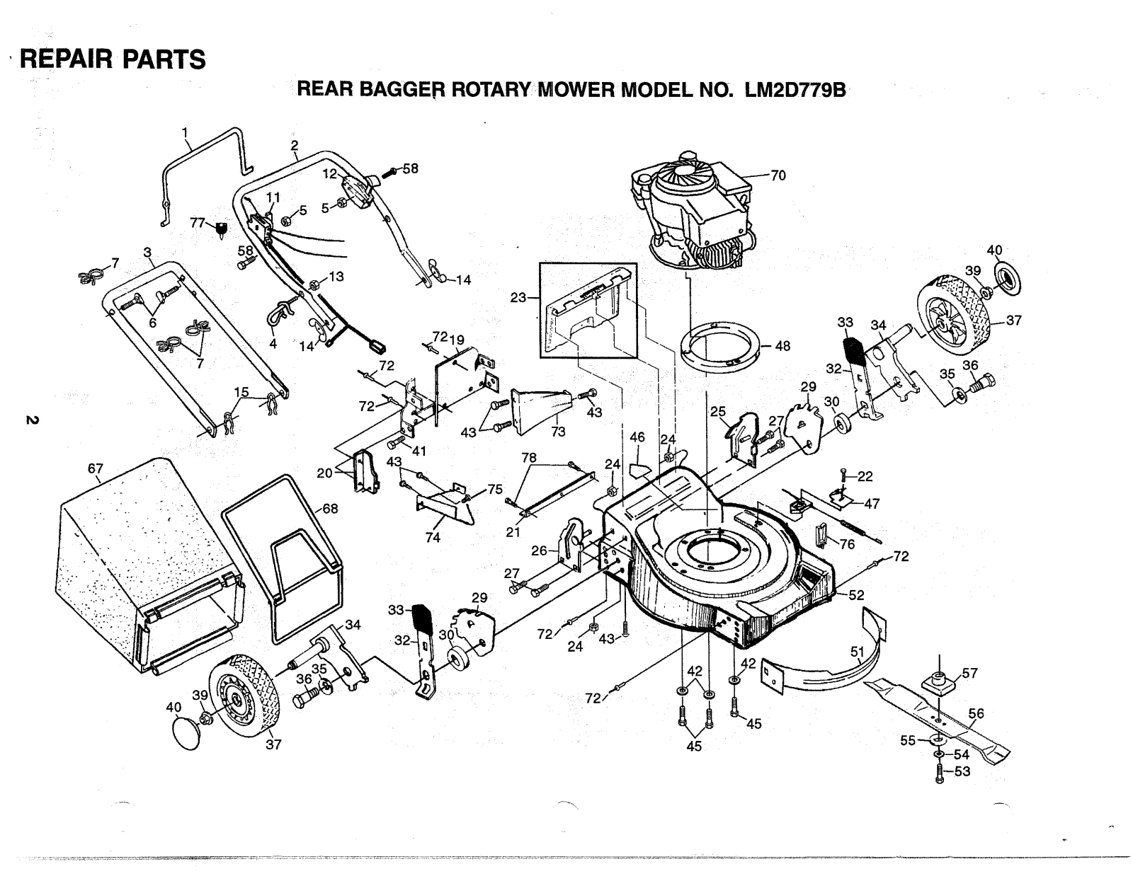 AYP LM2D779B Parts List