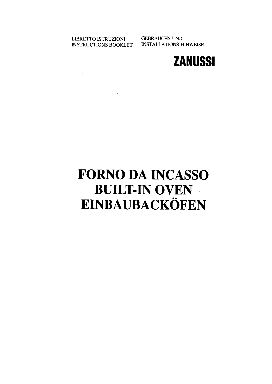 Zanussi ZOB 7 SO USER MANUAL