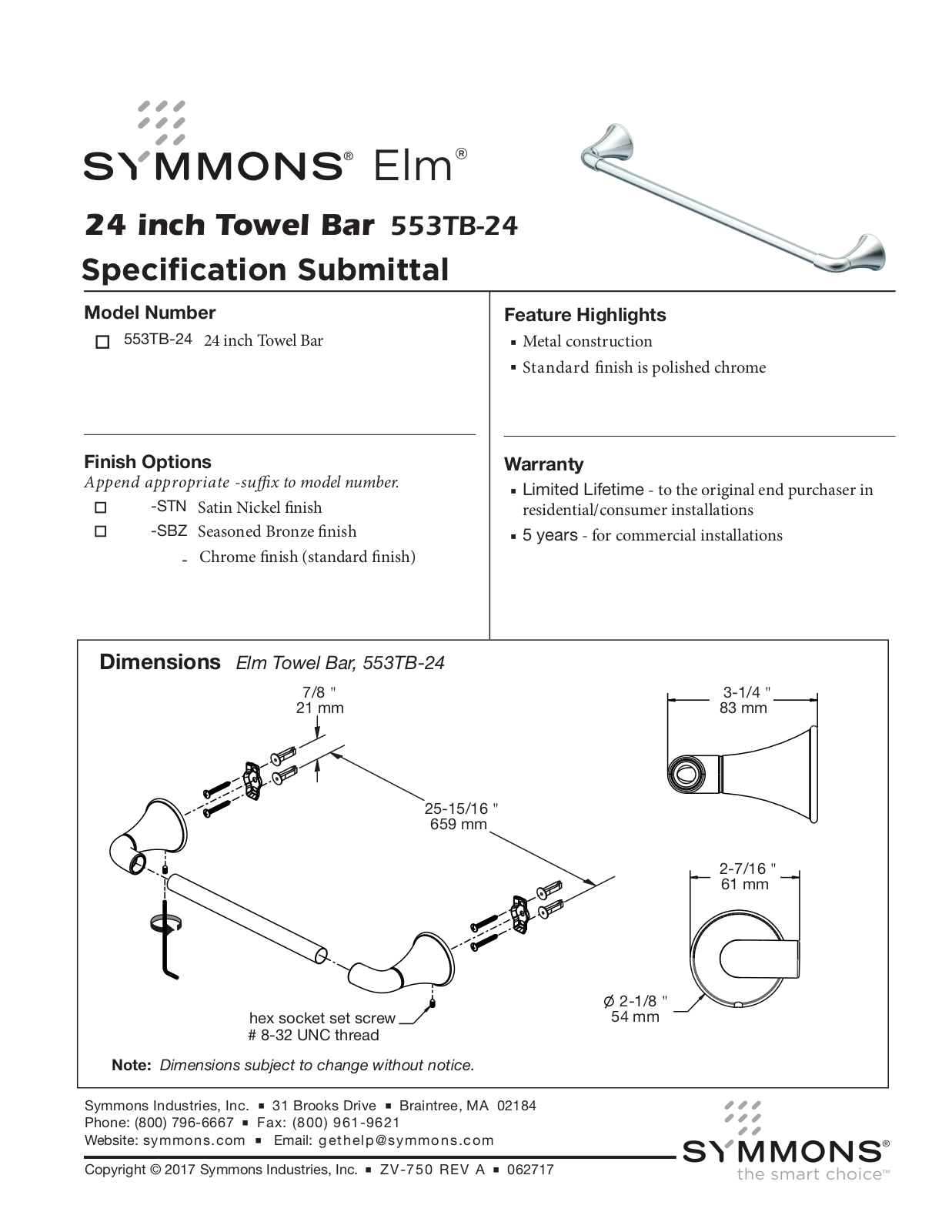 Symmons SYM1233 Specifications - ManualMachine.com