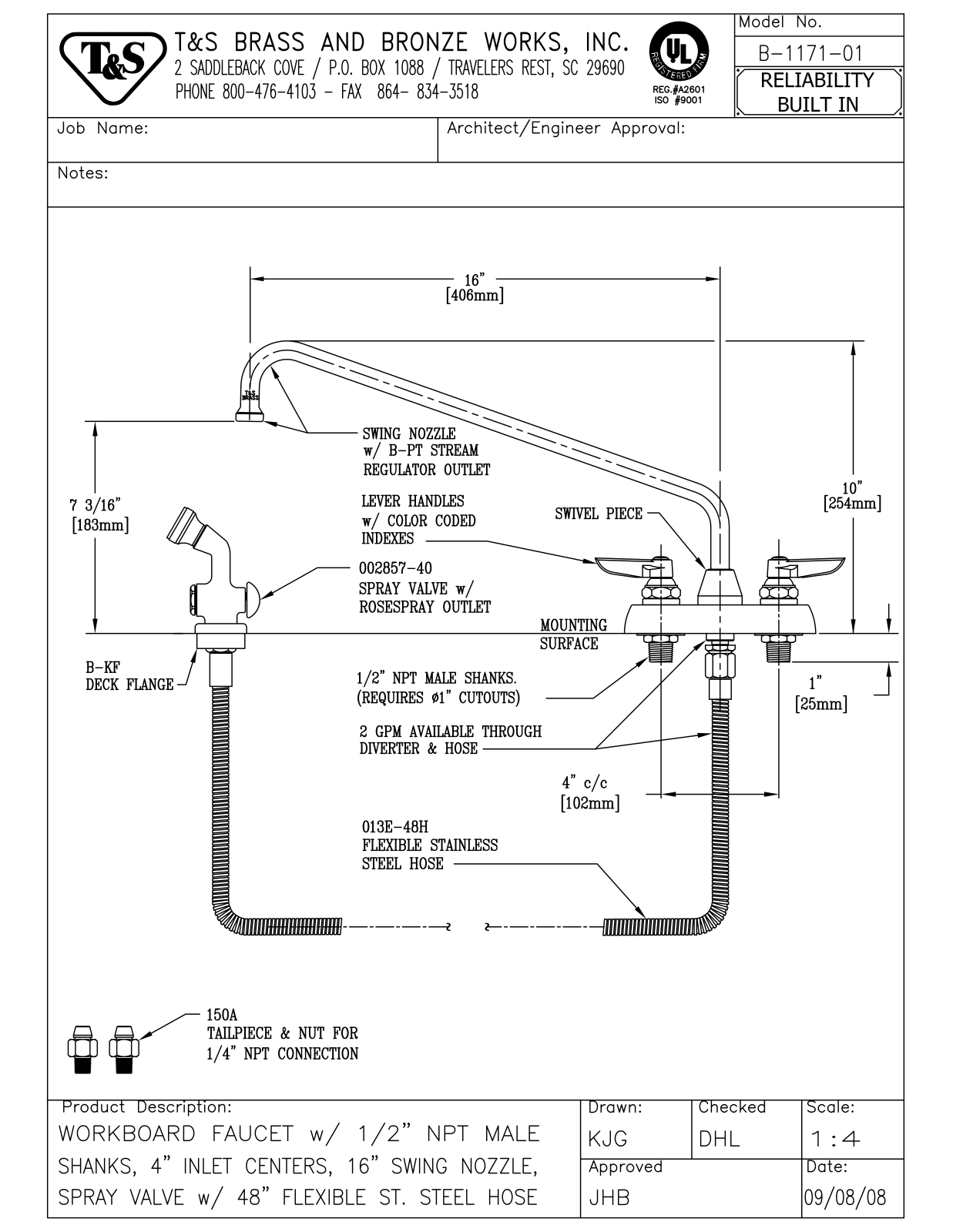 T & S Brass & Bronze Works B-1171-01 General Manual