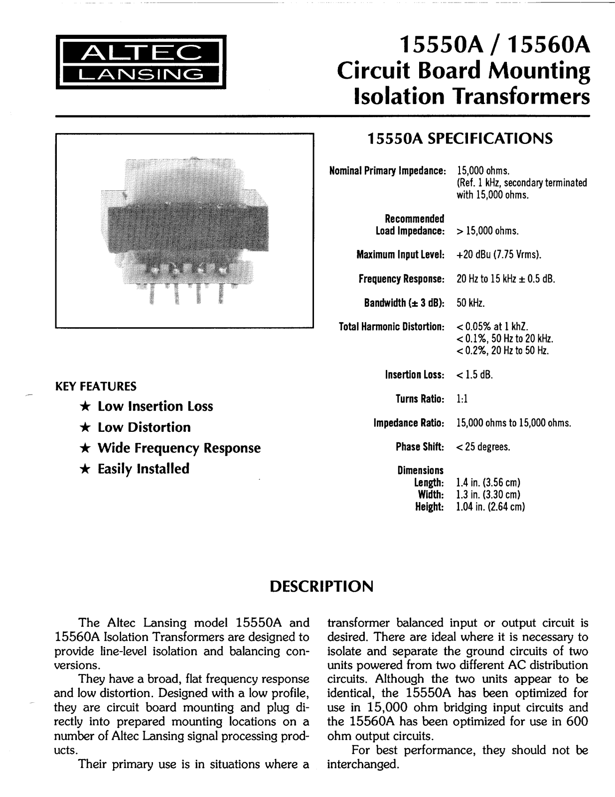 Altec Lansing 15560A User Manual