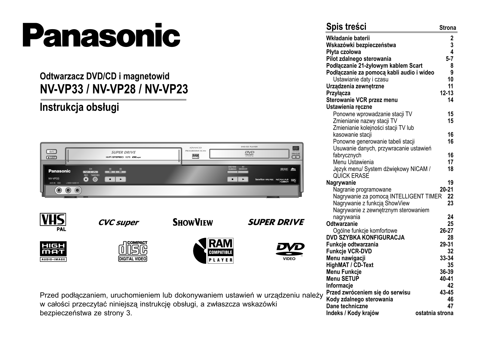 Panasonic NV-VP23, NV-VP33, NV-VP28 User Manual