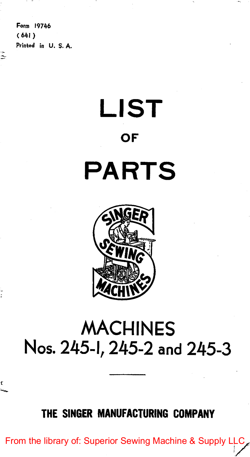 Singer 245-1, 245-2, 245-3 User Manual - ManualMachine.com