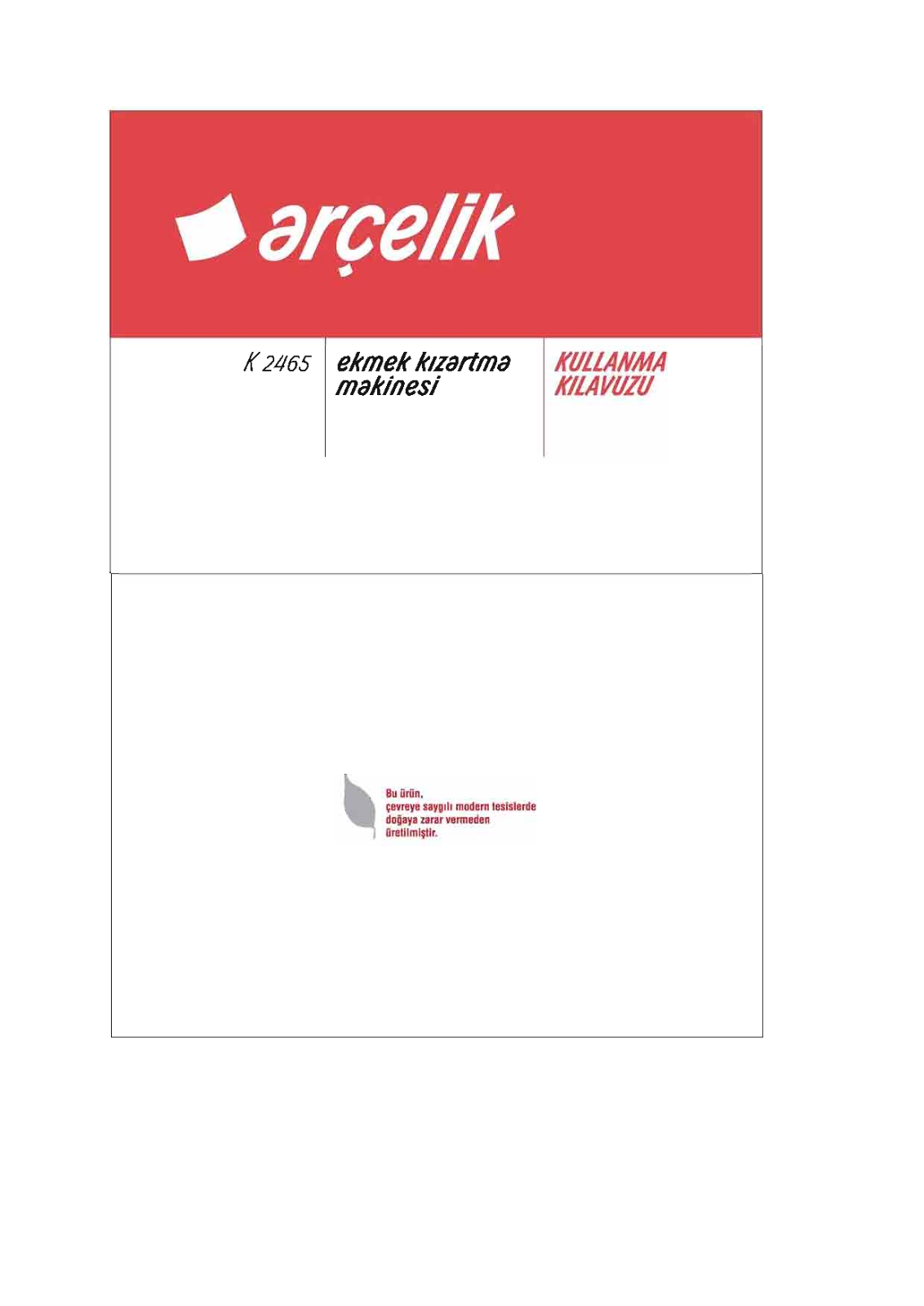 Arçelik K2465 User manual