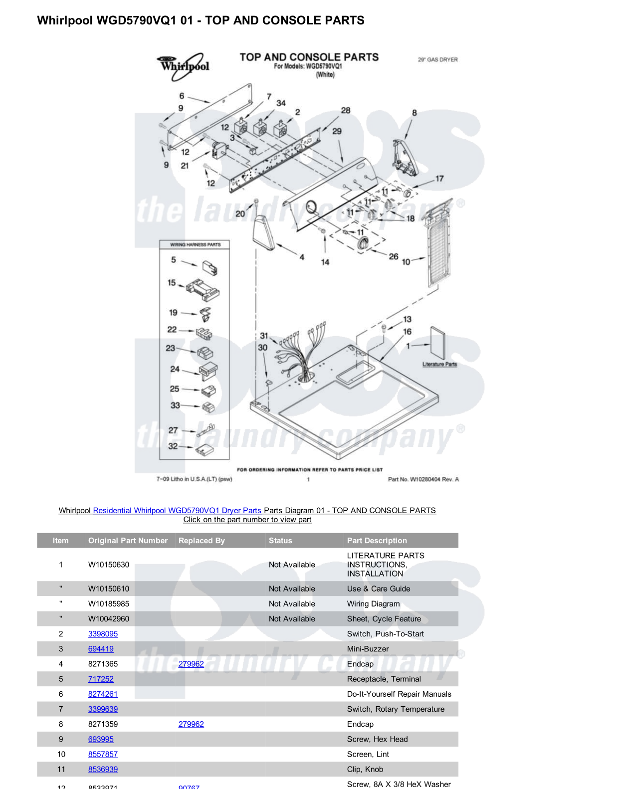 Whirlpool WGD5790VQ1 Parts Diagram