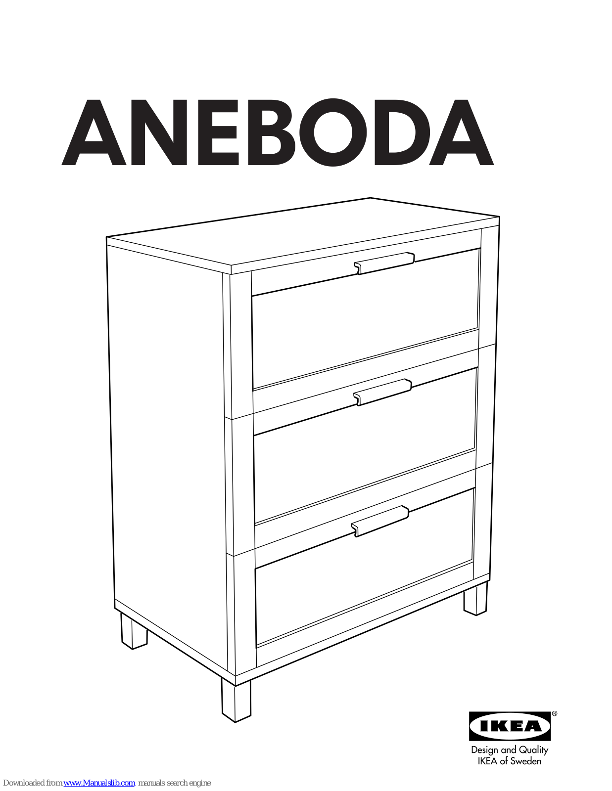 IKEA NEBODA 3 DRAWER CHEST 32X39, ANEBODA Instructions Manual