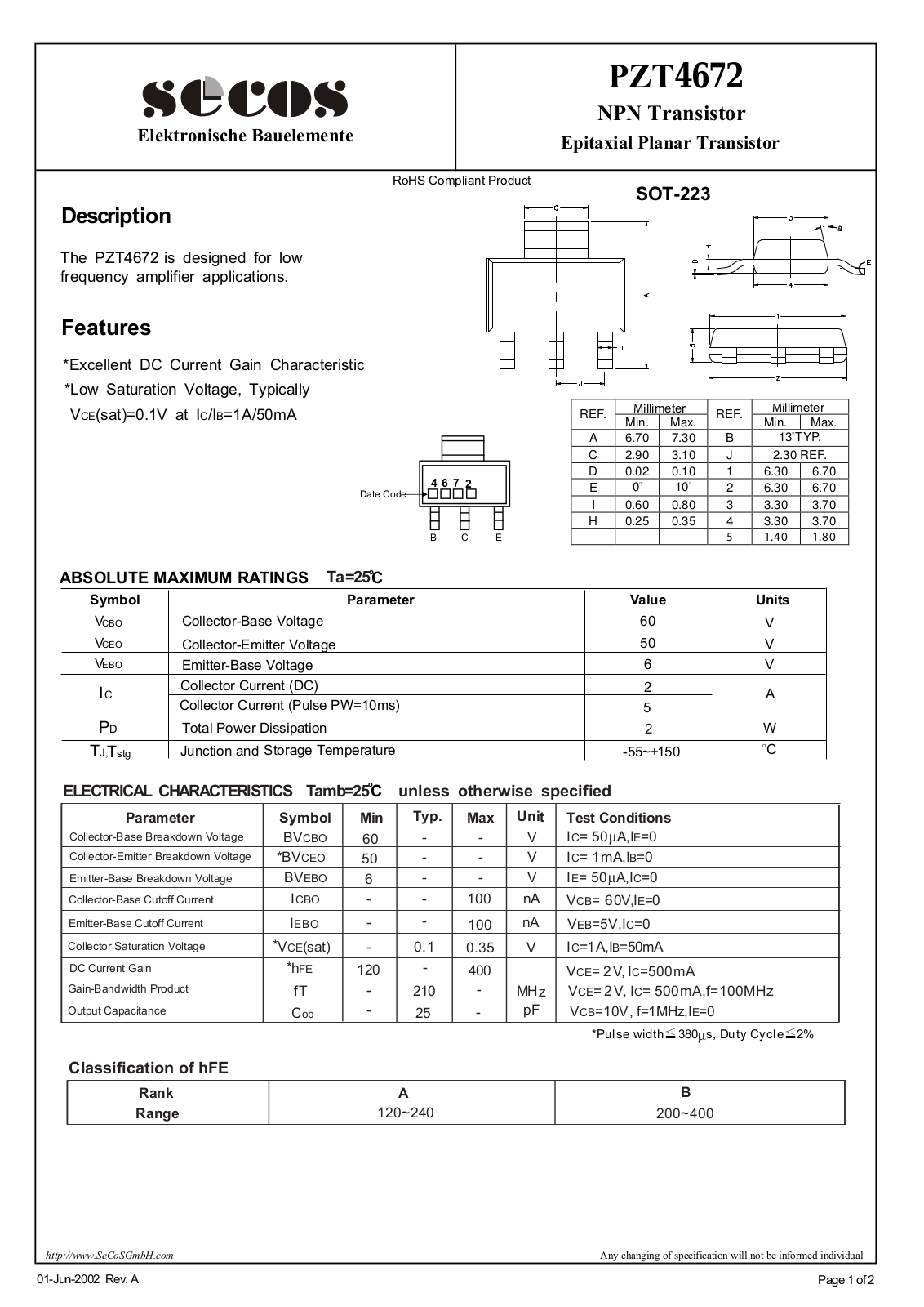 Datasheet pzt4672 Datasheet - ManualMachine.com