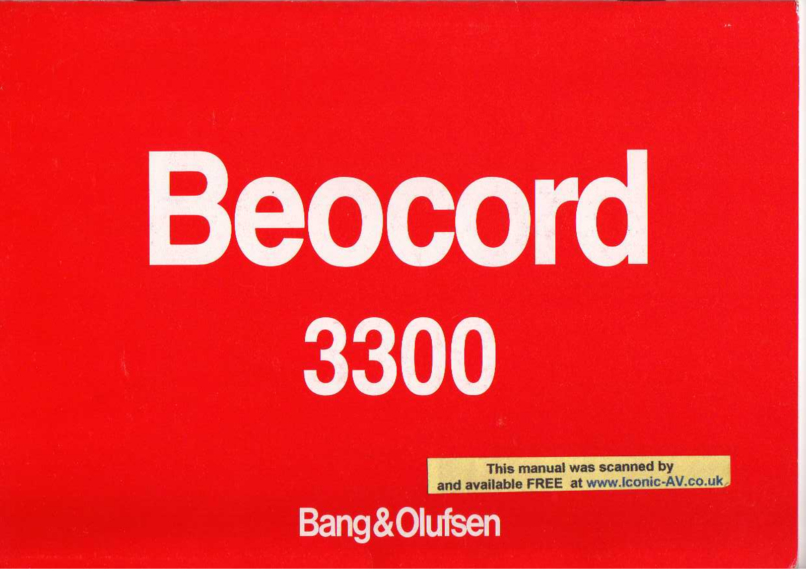 Bang Olufsen BeoCord 3300 C Owners Manual