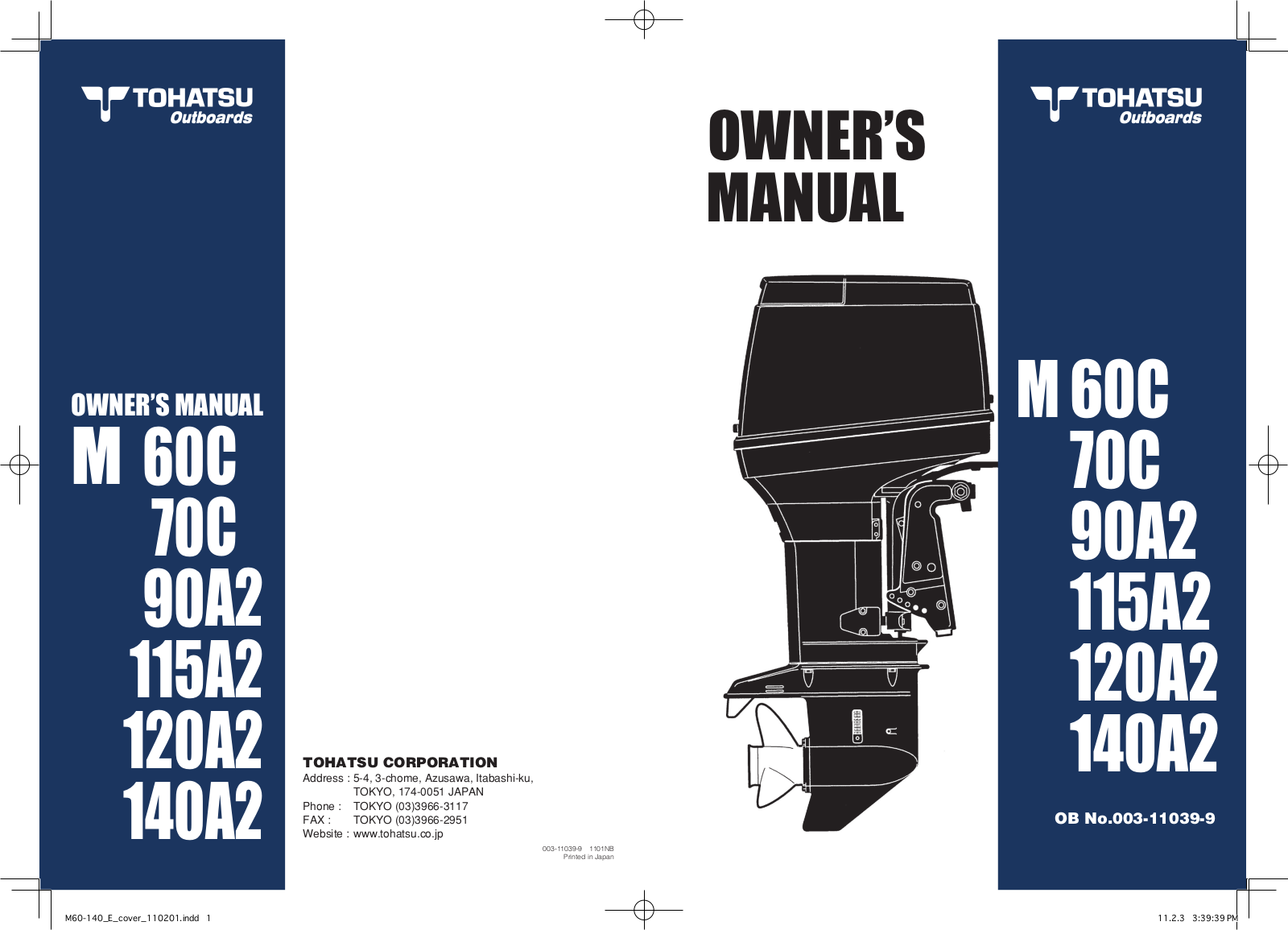 TOHATSU M 60C, M 120A2, M 70C, M 90A2, M 140A2 Owner's Manual