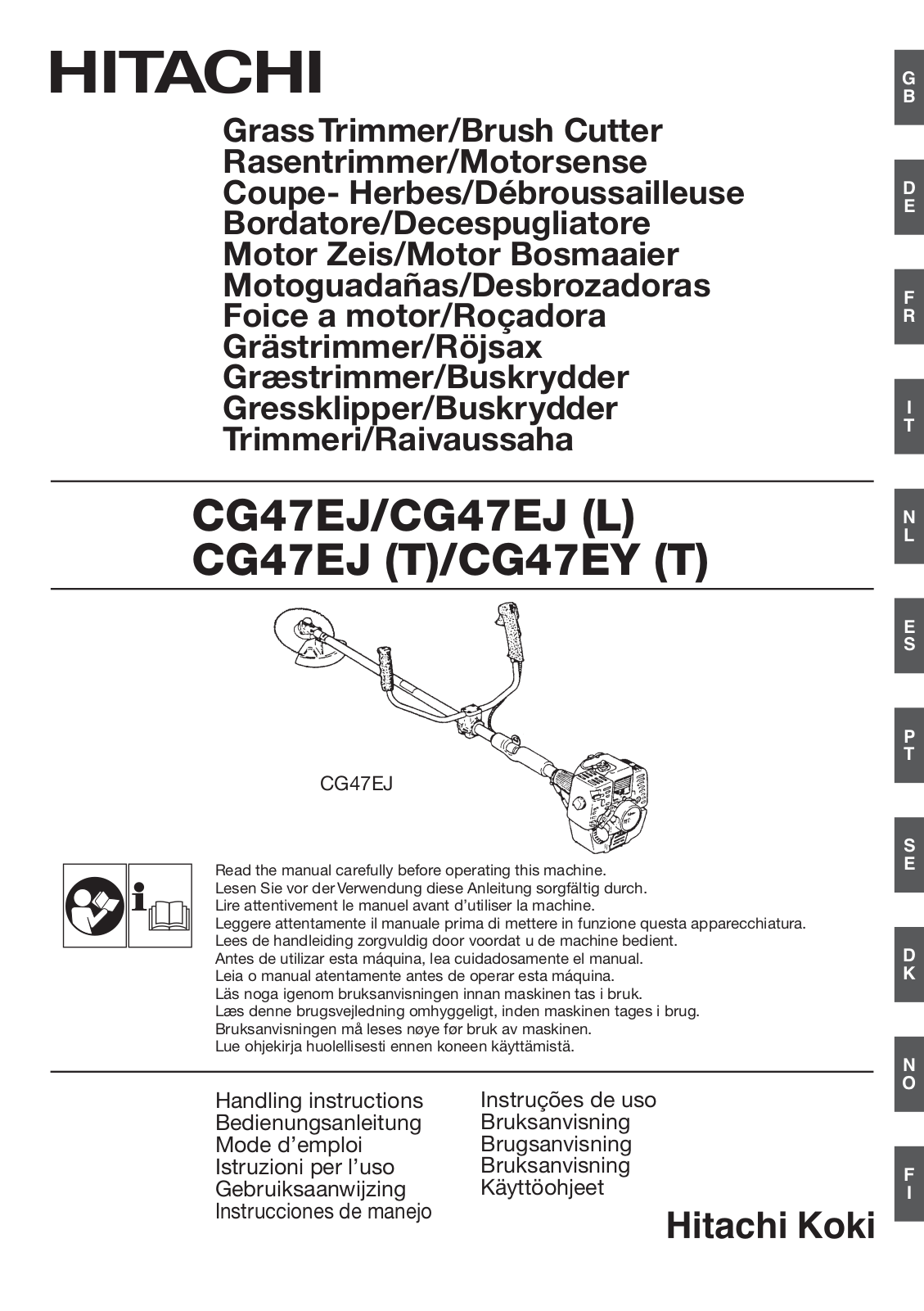 Hitachi CG47EJ, CG47EJ L, CG47EY, CG47EJ T, CG47EY T Handling Instructions Manual